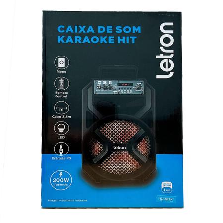 Imagem de Caixa De Som Karaoke Hit Com Microfone Portátil 200W Letron - Leonora