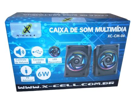 Imagem de Caixa de som multimidia 6w com luz led e controle de volume