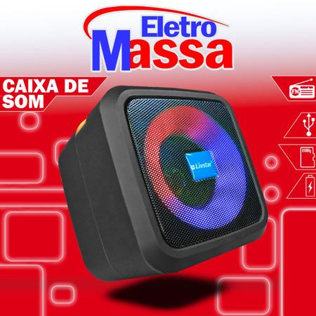 Imagem de Caixa De Som Portátil 12w Móvel Led RGB Com Bluetooth Usb Rádio FM TF Recarregavel Cabo V8