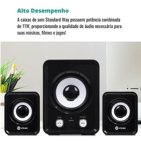 Imagem de Caixa de Som Portátil Subwoofer Com Caixinha 2.1 Potente 11W