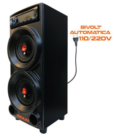 Imagem de caixa de som potente com bluetooth auxiliar  usb e controle remoto