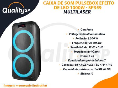 PARLANTE MULTILASER SP359 1000W PULSE PULSEBOX 8 BT/AUX/SD/USB/F