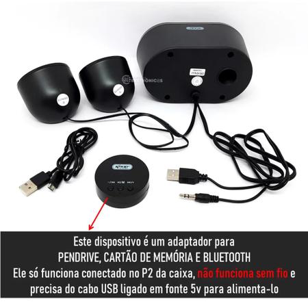 Imagem de Caixa de Som Subwoofer 2.1 Bluetooth e USB Com 11w RMS Iluminação LED  KP6018BH