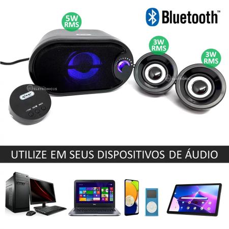 Imagem de Caixa de Som Subwoofer 2.1 Bluetooth e USB Com 11w RMS Iluminação LED  KP6018BH