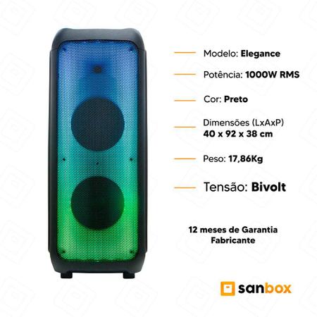 Imagem de Caixa de som Sumay Elegance X Bass Bluetooth 1000w 1 Microfone