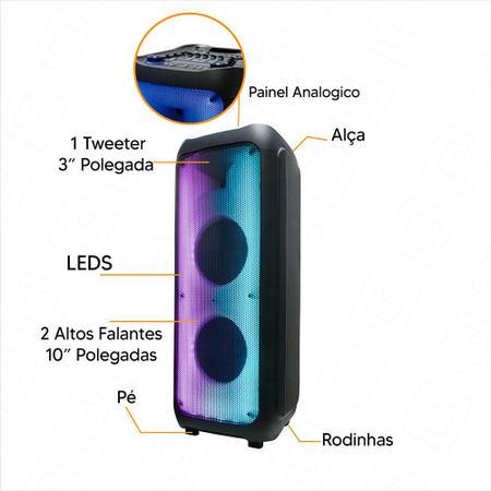 Imagem de Caixa de Som Sumay Elegance X Bass Bluetooth USB LED TWS 1000w