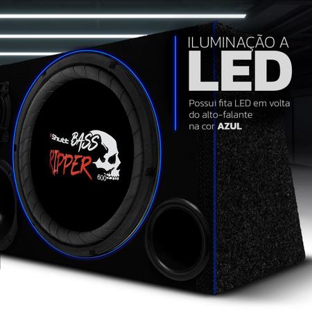 Imagem de Caixa De Som Trio Automotivo Shutt 1200w RMS Subwoofer 12 Pol Ripper + Módulo Taramps TS400 LED Neon