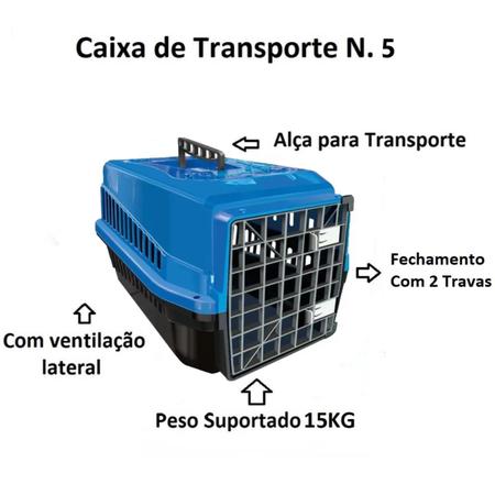 Imagem de Caixa de Transporte Animal Grande Porte Gatos e Cães N5 Azul