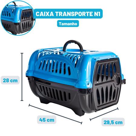 Imagem de Caixa De Transporte Número 1 Cães Gato Coelho Azul Jel Plast
