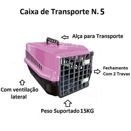 Imagem de Caixa de Transporte Suporta Até 15kg Cachorro e Gato Rosa N5
