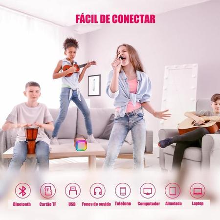 Imagem de Caixa e Som Com Microfone, Caixa de Som Com Microfone Sem Fio, Caixinha de Som Com Microfone (Rosa)