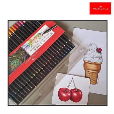 Imagem de Caixa Lapis Cor 50 Cores Supersoft Faber Castell Original Kit Ecolapis Escolar Colorido Desenho Soft