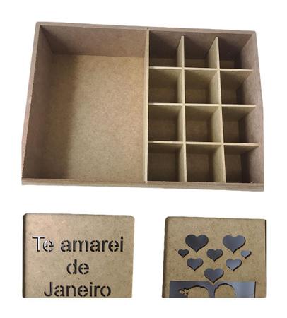 Imagem de Caixa Mdf Te Amarei De Jan Laser Tampa Solta 13 Div 23X31