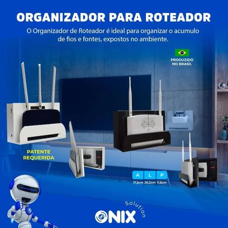 Caixa Organizadora Com Suporte de Roteador Wi-fi Onix Preto - ONIX