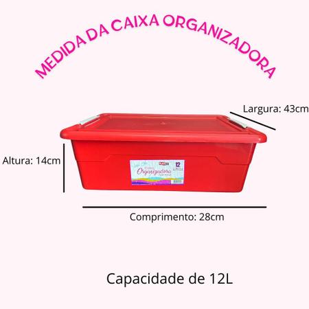 Imagem de Caixa Organizadora com trava 12L Vermelha