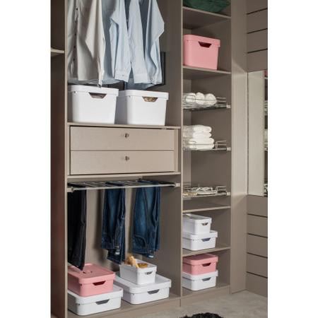 Imagem de Caixa Organizadora Cube Branco 32 L com Tampa 46 x 36 x 24,5 cm