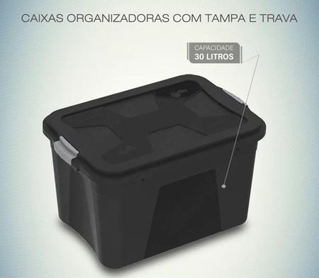 Imagem de Caixa Organizadora Multiuso Plástica 30 Litros Com Tampa