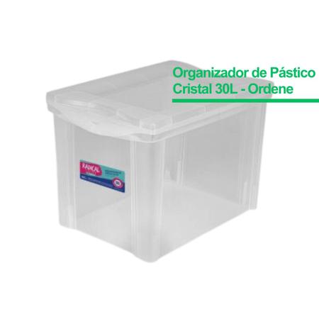 Kit com 4 caixas organizadoras plástico cristal com trava 15l para  organizar seus utensílios domésticos/ cosméticos/produtos de higiene. -  Ordene - Caixa Organizadora - Magazine Luiza