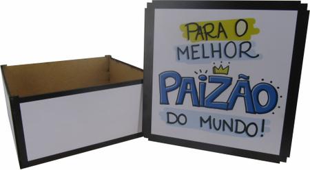 Imagem de Caixa Organizadora Porta Objetos Presente Decoração Melhor Paizão 30x30x14 cm MDF