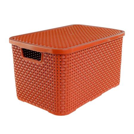 Imagem de Caixa Organizadora Rattan Cesto com Tampa- Terracota- 7Litros e 15 Litros