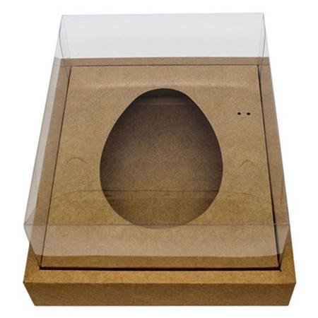 Caixa Ovo de Colher com Moldura - Meio Ovo de 500g - 23cm x 19cm x 10cm - Kraft - 5 unidades - Assk Imagem de Caixa Ovo de Colher com Moldura - Meio Ovo de 500g - 23cm x 19cm x 10cm - Kraft - 5 unidades