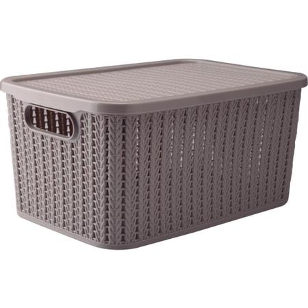 Caixa Plastica Multiuso Trama BOX Cinza 14L - Plasutil Imagem de Caixa Plastica Multiuso Trama BOX Cinza 14L