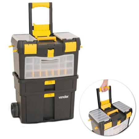 Caixa Plástica Organizadora Vonder CRV 0100 com Alça e Rodas para Ferramentas 22Kg Preta e Amarela Imagem de Caixa Plástica Organizadora Vonder CRV 0100 com Alça e Rodas para Ferramentas 22Kg Preta e Amarela
