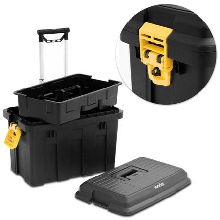 Caixa Plástica Organizadora Vonder CRV 0200 com Alça e Rodas para Ferramentas 40Kg Preta e Amarela Imagem de Caixa Plástica Organizadora Vonder CRV 0200 com Alça e Rodas para Ferramentas 40Kg Preta e Amarela