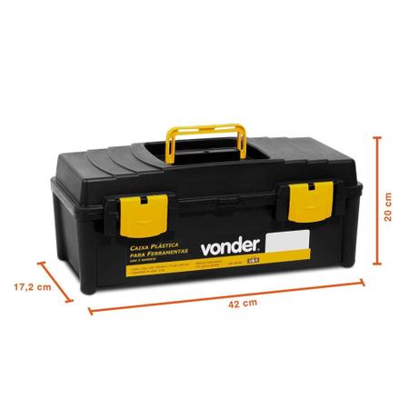 Imagem de Caixa Plástica Organizadora Vonder VD4038 Transporte de Ferramentas Preta e Amarela com Alça