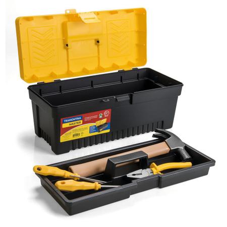 Caixa Plástica para Ferramentas 17" Tramontina com Bandeja Removível Imagem de Caixa Plástica para Ferramentas 17" Tramontina com Bandeja Removível