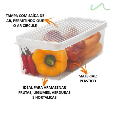 Imagem de Caixa Plástica Pequena Salada Fruta Hortaliça Geladeira 2 Un
