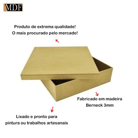 Caixa Quadrada Tampa de Sapato 20x20x8 Mdf Madeira - ATACADÃO DO ARTESANATO MDF Imagem de Caixa Quadrada Tampa de Sapato 20x20x8 Mdf Madeira