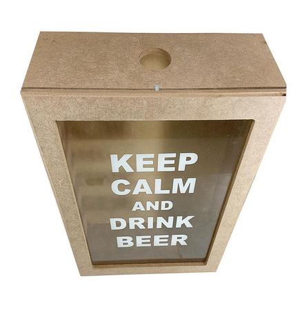 Imagem de Caixa Quadro Porta Rolha Drink Beer G 38X29X11 Em Mdf