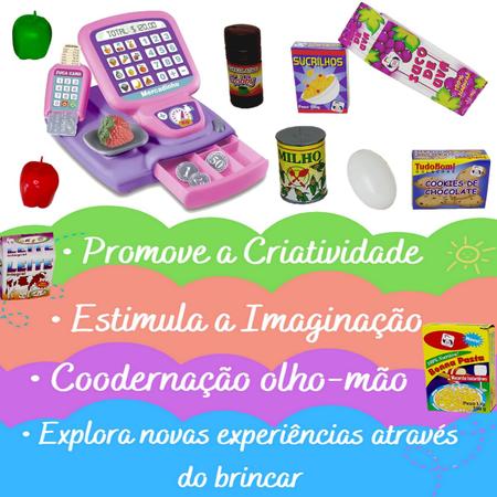 Imagem de Caixa Registradora Completa Infantil Rosa Presente Mercadinho