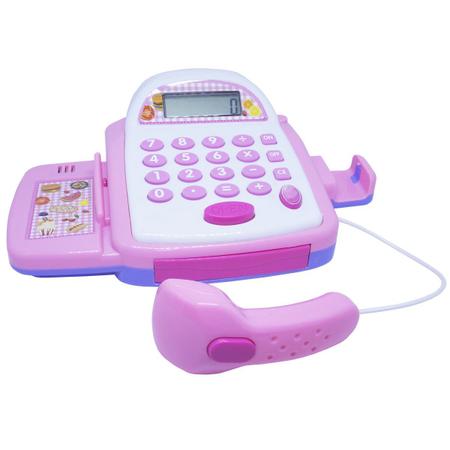 Imagem de Caixa Registradora Infantil Brinquedo Calculadora Mercadinho com Luz e Som Importway BW042RS Rosa