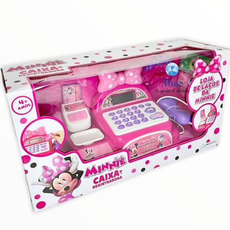 Imagem de Caixa Registradora Rosa Brinquedo C/ Som Cartão Dinheiro