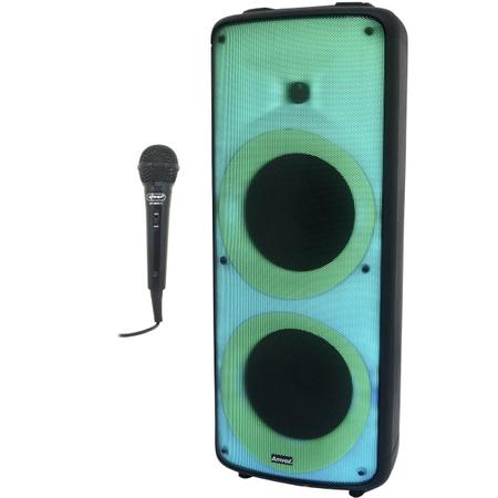 Imagem de Caixa Som Amplificada Bateria Bluetooth 2000W Rms Show de Led Amvox Aca 2000 Party Vox + 1 Microfone