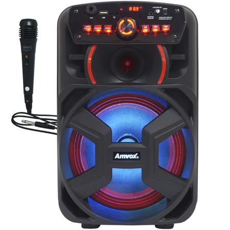 Imagem de Caixa Som Amplificada Portátil Bluetooth 220W Rms Led Bateria Tws Microfone Amvox Aca 221 Gigante II