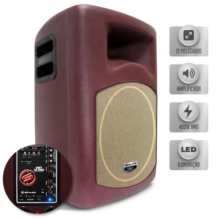 Imagem de Caixa Som Ativa Bi Amplificada Shutt 480w RMS Retorno Bluetooth USB SD Entrada P10 Rádio LED Complet