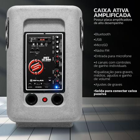 Imagem de Caixa Som Ativa Shutt Retrô 480w RMS 12 Pol Bivolt Retorno Ambiente Completa Bar Igreja Comércio