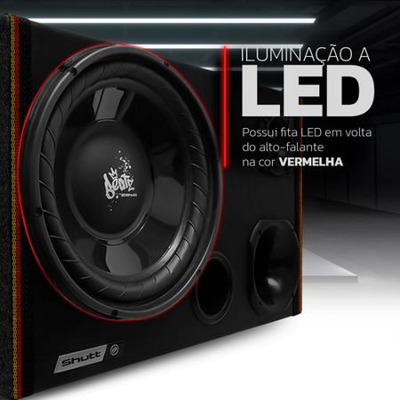 Imagem de Caixa Som Trio Automotivo Amplificada Shutt Beatz 12 Polegadas 850W LED Neon Grave Forte Pancadão