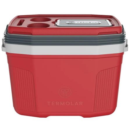 Imagem de Caixa Térmica Cooler 20 Litros Vermelha Cabe 26 Lata Termolar