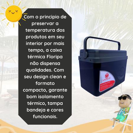 Imagem de Caixa térmica Cooler 7,5L Alça Tampa bandeja Floripa Unitermi Cerveja Água Suco Praia Churrasco