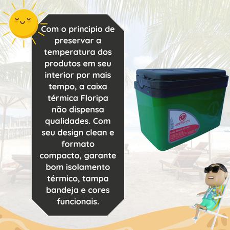 Imagem de Caixa térmica Cooler 7,5L Alça Tampa bandeja Floripa Unitermi Cerveja Água Suco Praia Churrasco