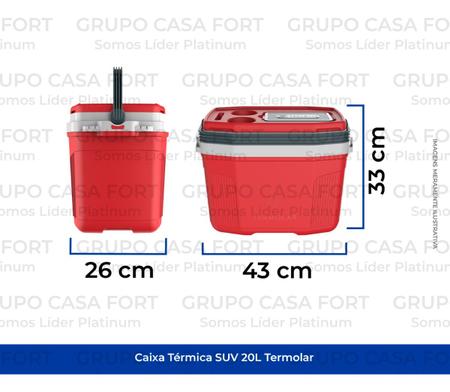 Imagem de Caixa Térmica Vermelho Cooler Suv 20 Litros Praticidade Termolar