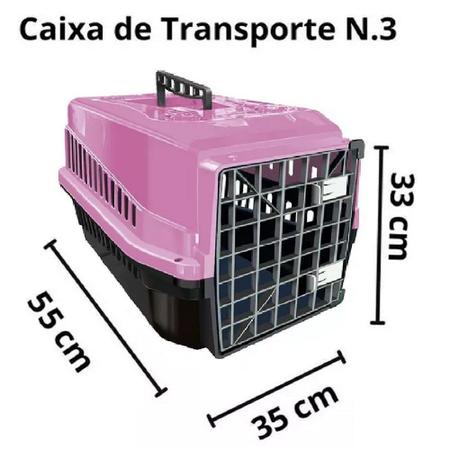 Imagem de Caixa Transporte Animal N3 Rosa + 2 Bebedouro Chalesco 150ml