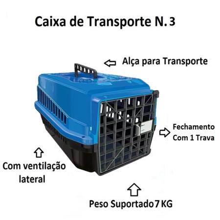 Imagem de Caixa Transporte Pet Cat N3 Azul + Rasqueadeira Tira Pelos