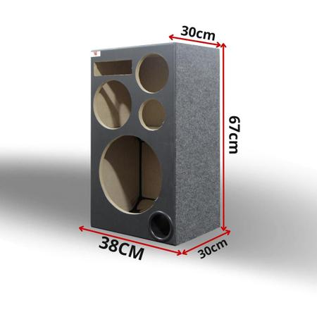 Caixa Bob 12 Vazia Radio 1 Din 1 Driver 1 Tweeter 2 Duto 3