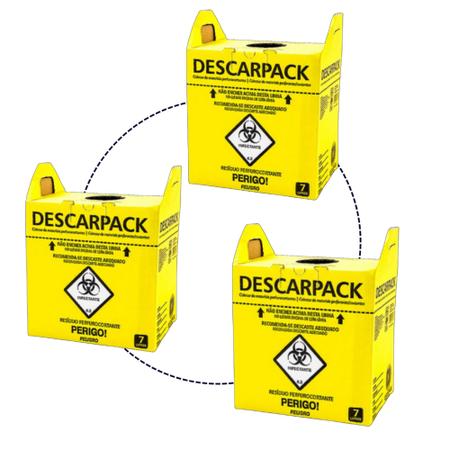 Imagem de Caixas coletora perfurocortantes de 7 litros Descarpack - Kit com 3