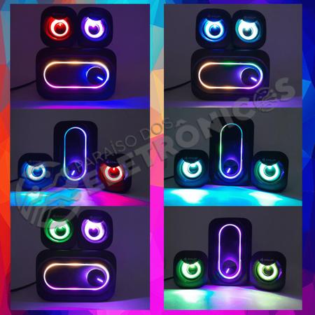 Imagem de Caixas de Som Multimídia 11w Com Subwoofer LED RGB Com Controle de Volume  KO827